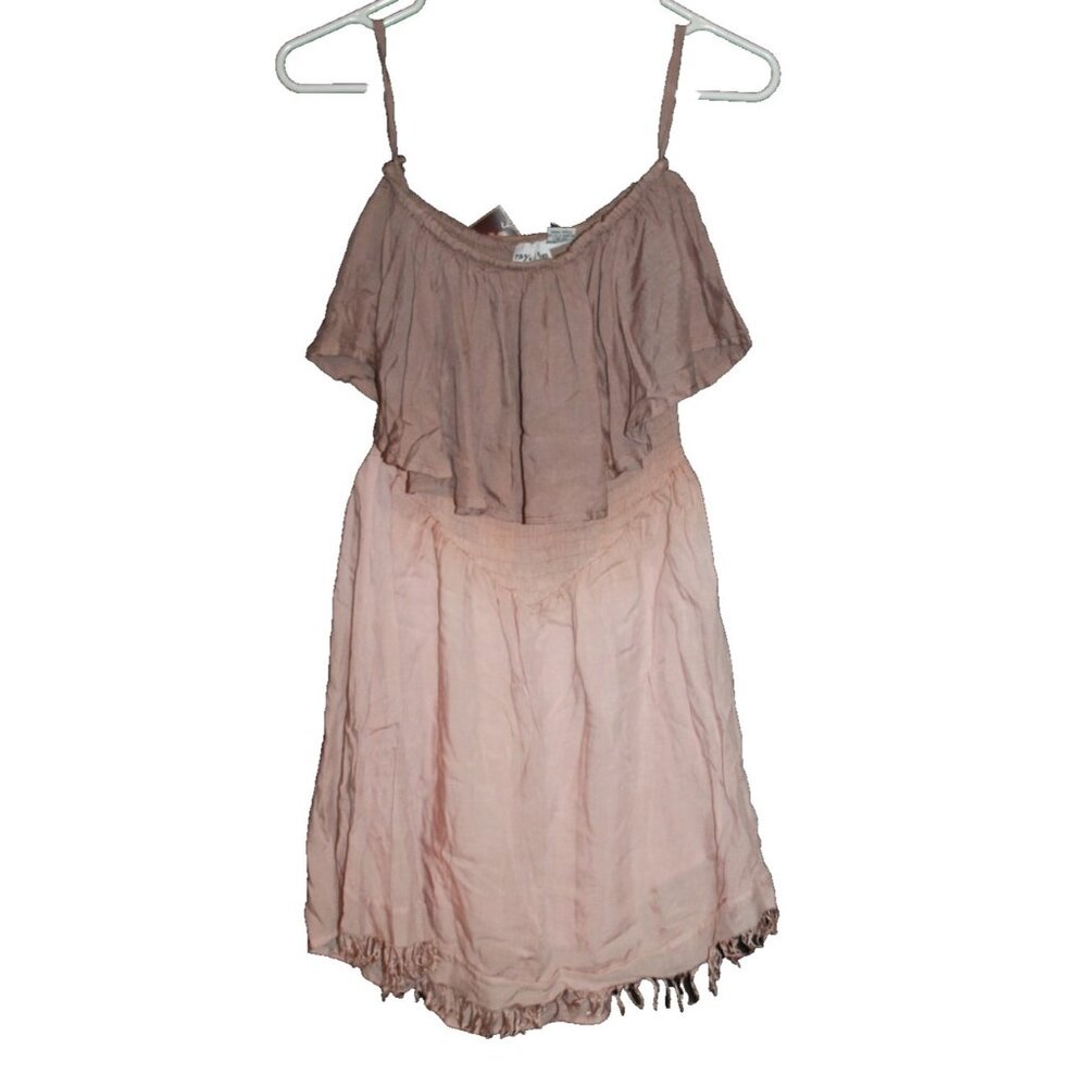 Raya Sun Boho Double Tiered Dress Size Small S Pink Purple Ombre NEW